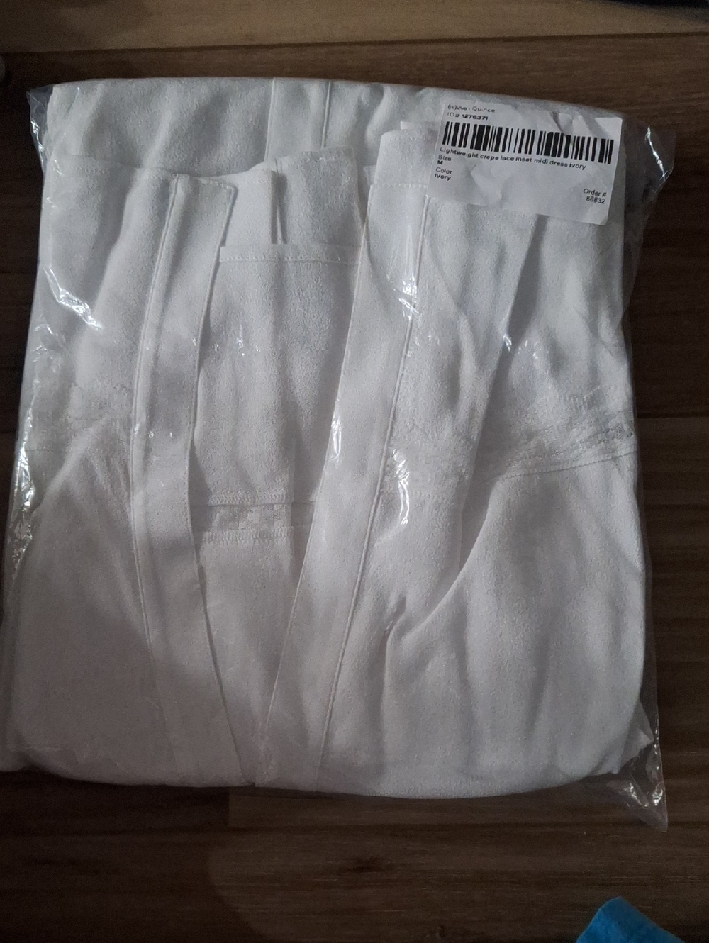 Quince Lightweight Crepe Lace Inset Midi Dress Ivory M NWOT - Picture 2 of 3